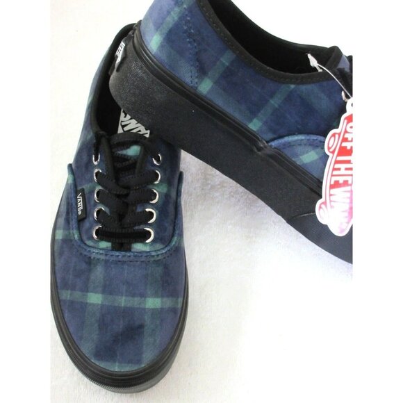 Vans Women's Authentic Stacked Velvet Plaid Green Black Platform Shoes NIB - Picture 4 of 5